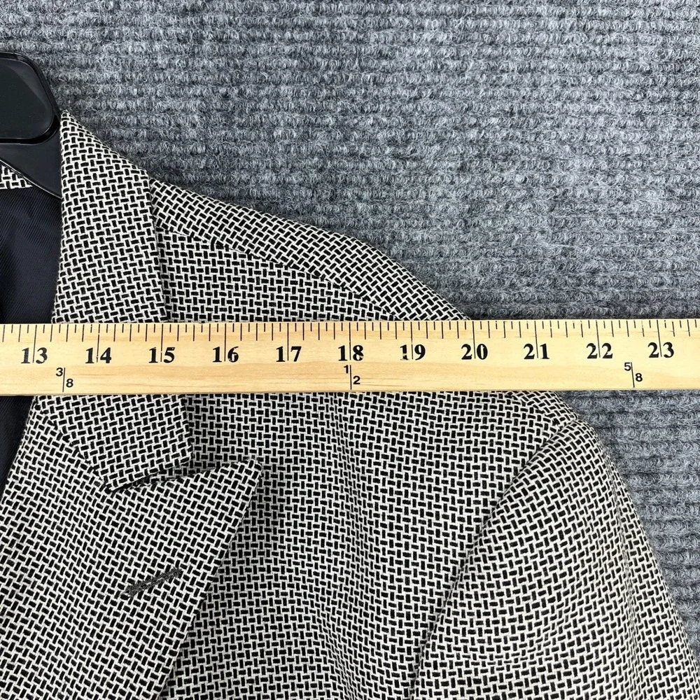 Paul Fredrick Double Breasted Wool Blazer Mens 52R Micro Check Peak Lapel Formal